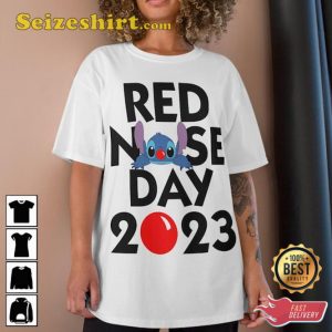 Red Nose Day Stitch Cute 2023 Unisex Printed T-Shirt