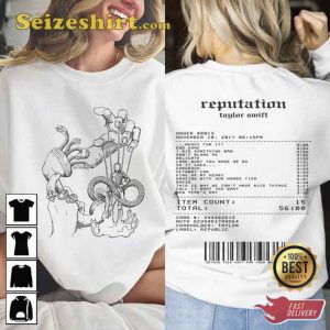 Reputation Tracklist Double Sides Taylor Tour Album T-Shirt