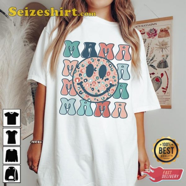 Retro Smiley Face Mama T-Shirt Gift For Mothers Day