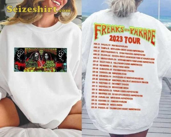 Rob Zombie Alice Cooper Freaks On Parade Tour 2023 Shirt