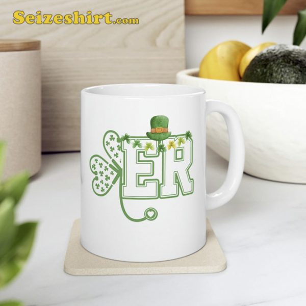 Shamrock Funny ER Nurse St Patricks Day Mug