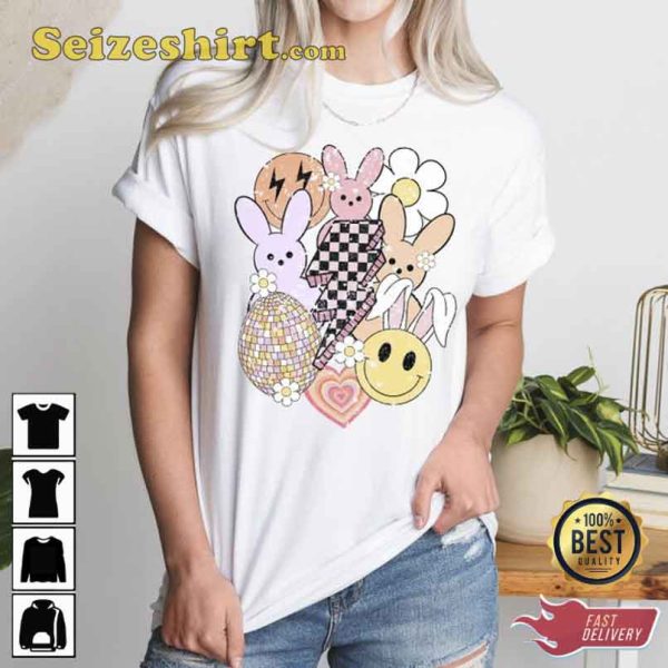 Smiley Face Bunny Crewneck Happy Day T-shirt