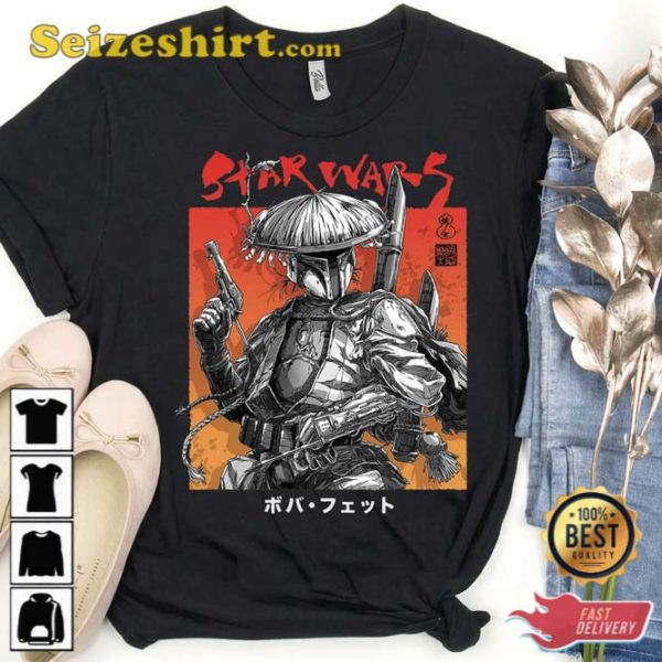 Star Wars Visions Boba Fett Samurai Poster T-Shirt