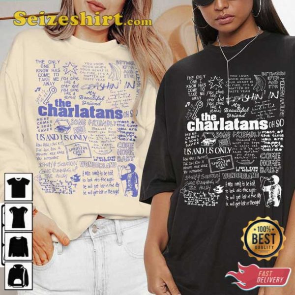 The Charlatans Doodle Art Lyric Album Song Music T-Shirt