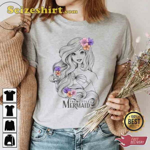 The Little Mermaid Ariel Flower Tee Shirt