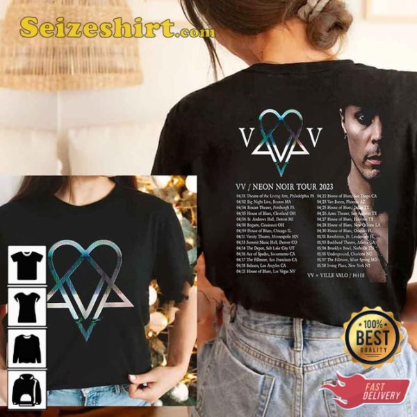 Ville Valo 2023 Music Festival VV Neon Noir Tour Concert T-Shirt