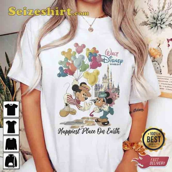 Vintage Mickey And Minnie The Happiest Place On Earth Shirt