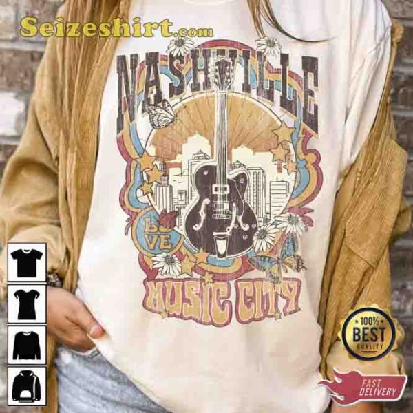 Vintage Nashville Music City Inspired Cotton T-Shirt