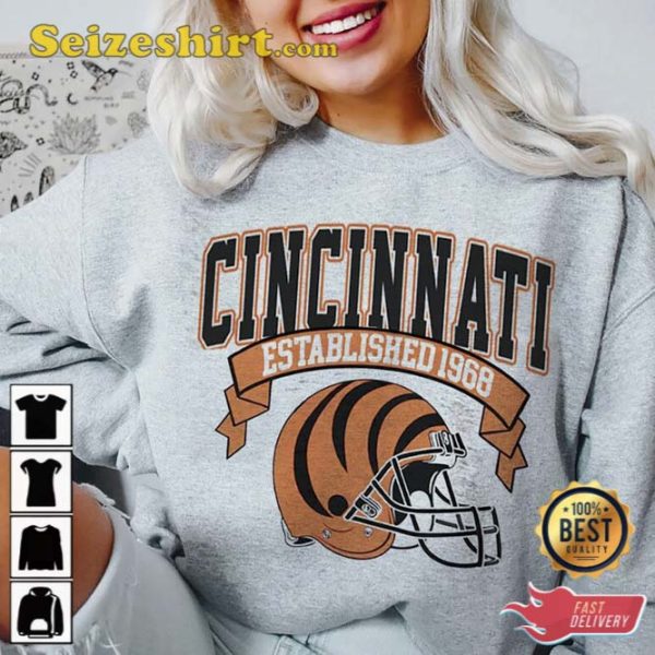 Vintage Style Cincinnati Established 1968 Football Shirt Gift For Fan
