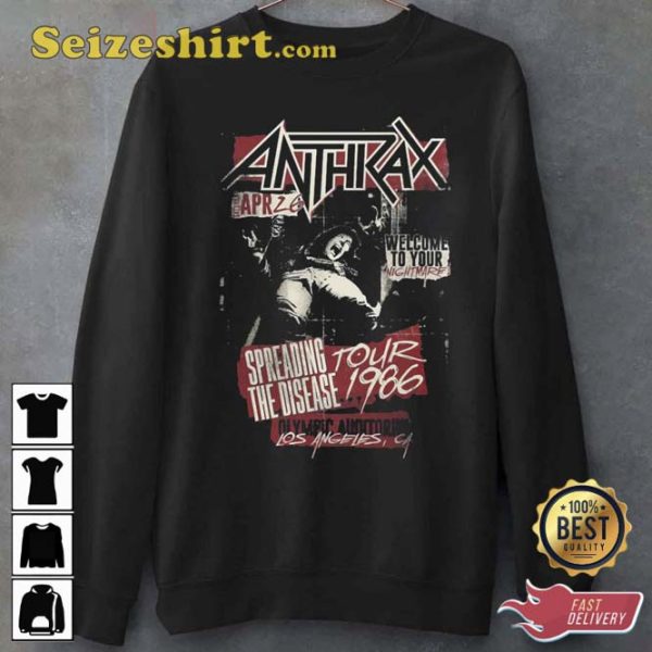 Spreading The Disease Tour 1986 Anthrax Rock Unisex T-Shirt