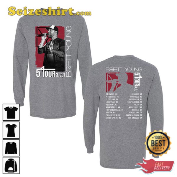 Brett Young 5 Tour 321 Tee 2023 Tour Shirt Gift For Fan