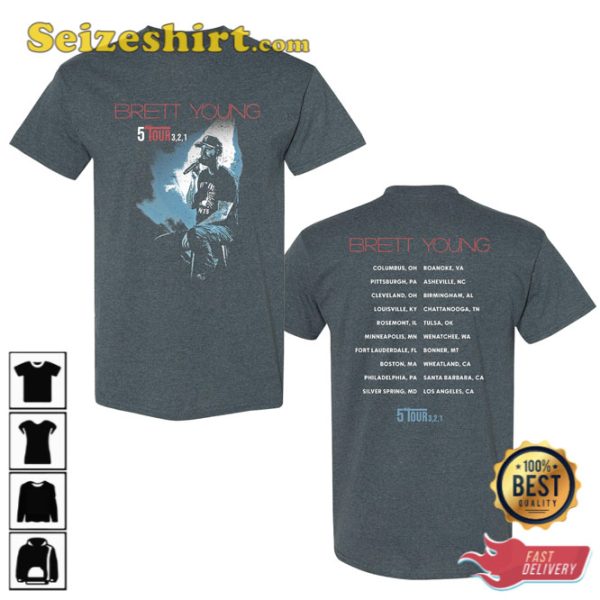 Brett Young 5 Tour 321 Gift For Fan Unisex Hip Hop Rap Shirt