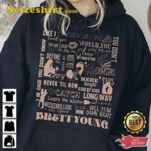 Brett Young Doodle Art Shirt Country Music Tour 2023 Sweatshirts Unisex T-Shirt 3