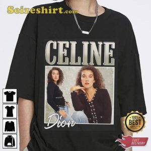 Celine Dion Portrait Signature Classic Unisex Fan Gift T-shirt