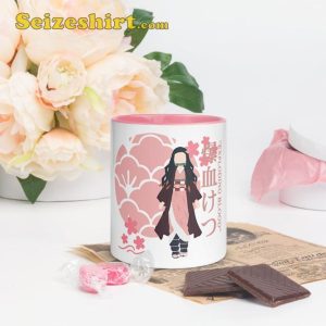 Cute Nezuko Kimetsu Anime Girl Exploding Blood Ceramic Coffee Mug4