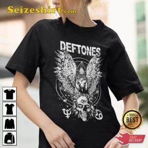 Deftones Pattern Graphic Design Demon Owl Skull Metal Rock Tee3