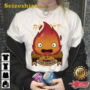 Fire Demon Calcifer Howls Moving Castle Ghibli Anime Unisex T-Shirt
