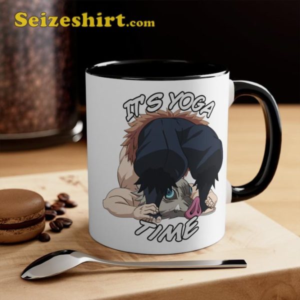 Funny Kimetsu Its Yoga Time Anime Fanart Inosuke Yoga Ceramic Coffee Mug