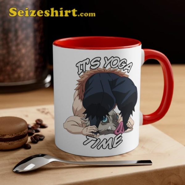 Funny Kimetsu Its Yoga Time Anime Fanart Inosuke Yoga Ceramic Coffee Mug