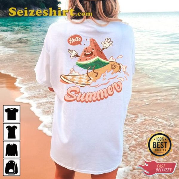 Hello Summer Surfing Little Watermelon Beach Vacation Summertime T-Shirt