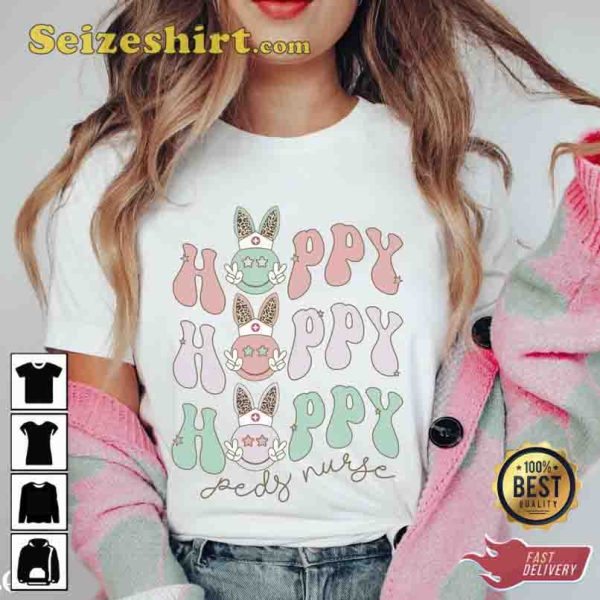 Hoppy Peds Nurse Easter Retro Pediatric Nurse Shirt