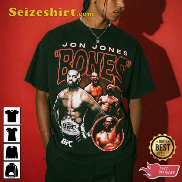 Jon Jones Bones UFC 2 Division Champion Boxing MMA Graphic T-shirt