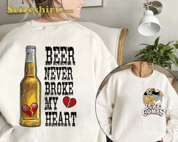 Luke Comb Beer Never Broke My Heart Tour T-Shirt 2 Side