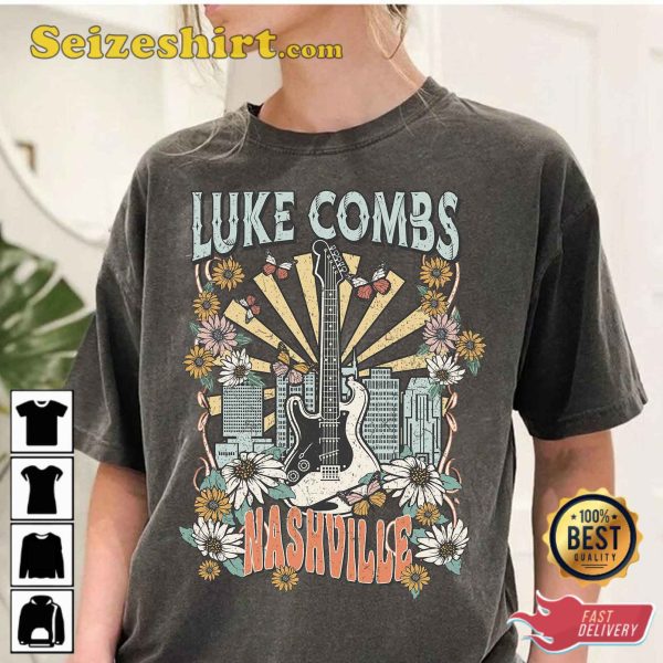 Luke Combs Nashville Guitar Flower Comfort Colors T-Shirt