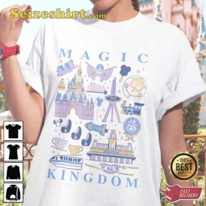 Magic Kingdom Park Icons On Sunshine Florida Disney T-Shirt