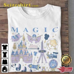 Magic Kingdom Park Icons On Sunshine Florida Disney T-Shirt