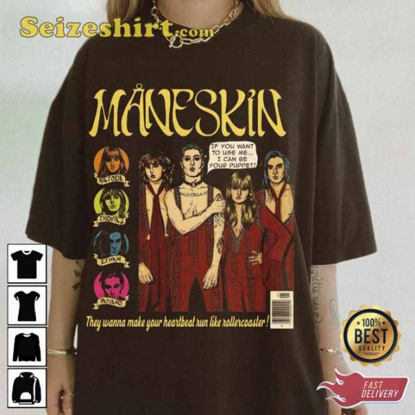 Maneskin Rock Band Funny Drawing Art Gift For Fan T-shirt