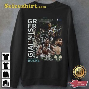 Milwaukee Bucks 34 Giannis Antetokounmpo Fear The Deer Signature Unisex T-Shirt