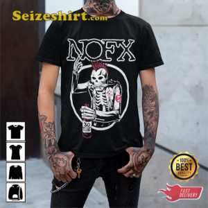 NOFX Flat Mike Punk Rock Band Skeleton Graphic Rocky Tee Shirt