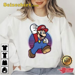 Neon Jump Super Mario Sweatshirt Vintage Gamer Tee