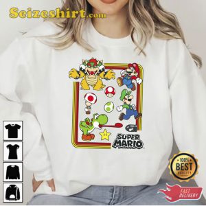 Nintendo Characters Super Mario Bros Sweatshirt Gaming Style Tee