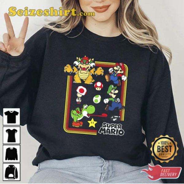 Nintendo Characters Super Mario Bros Sweatshirt Gaming Style Tee