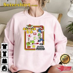 Nintendo Characters Super Mario Bros Sweatshirt Gaming Style Tee