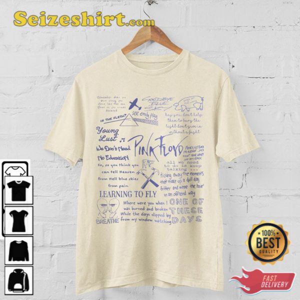 Pink Floyd Doodle Art Lyric Album Song Music T-Shirt