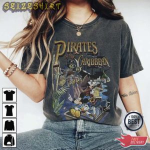 Retro Pirated of the Caribbean Mickey and Friends Shirt