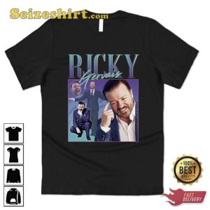 Ricky Gervais Homage Funny UK Comedian Icon Legend 90s T-Shirt