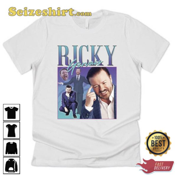 Ricky Gervais Homage Funny UK Comedian Icon Legend 90s T-Shirt