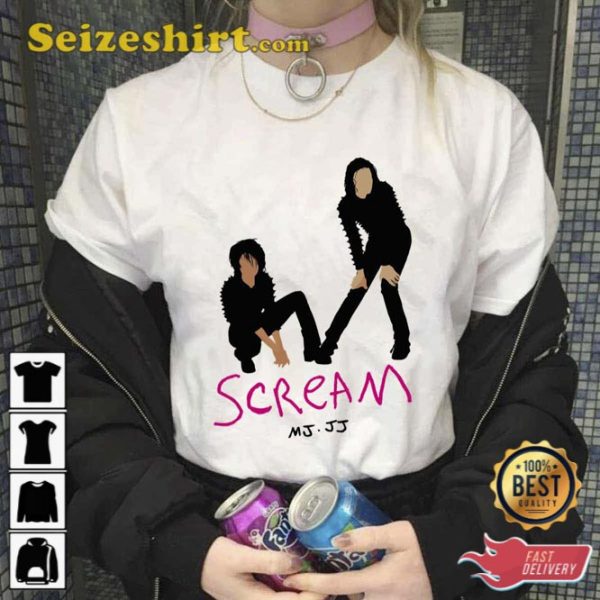 Scream Mj and Jj Silhouettes Magenta Michael Jackson and Janet Jackson T-Shirt