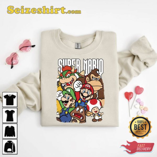 Stars of Super Mario Bros Sweatshirt Vintage Gamer Tee