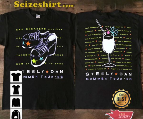 Steely Dan Bad Sneakers Katy Lied Summer Tour 96 Vintage 2 Side Shirt