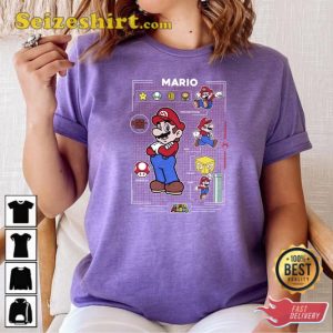 Super Mario Power Up Grid Nintendo Sweatshirt Gaming Style Tee