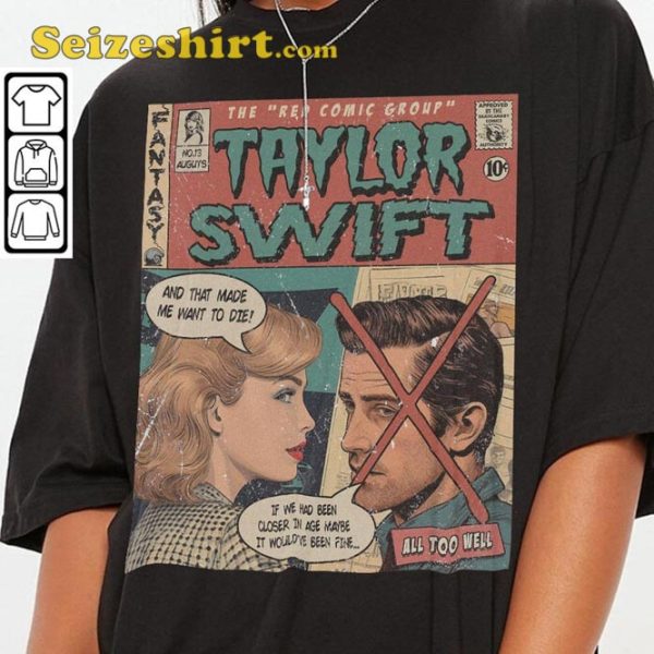 Swiftie All Too Well Vintage Comic Album Red Taylor Eras Tour 2023 T-Shirt