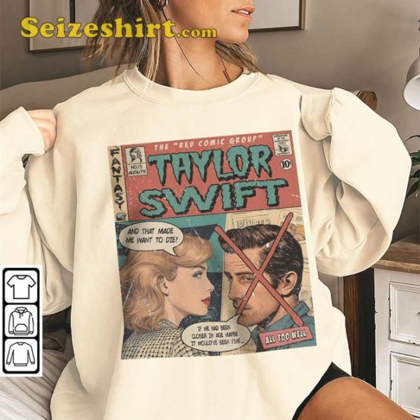 Swiftie All Too Well Vintage Comic Album Red Taylor Eras Tour 2023 T-Shirt
