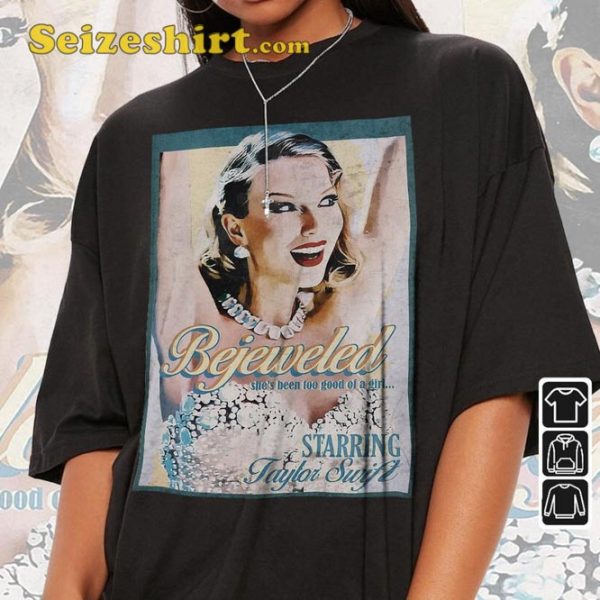 Taylor Bejeweled Midnights Song Cover Swiftie Staring T-Shirt Design
