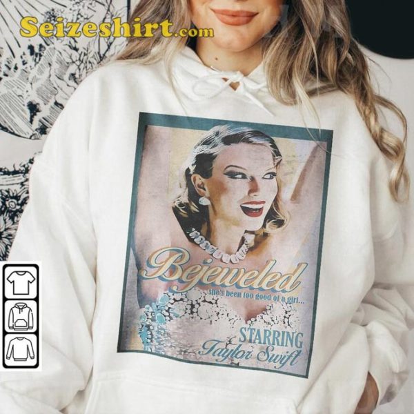 Taylor Bejeweled Midnights Song Cover Swiftie Staring T-Shirt Design