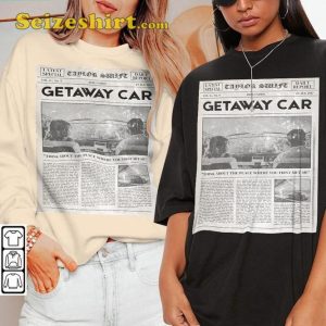 Taylor Music Album Cover Getaway Car Newspaper Style Graphic Unisex T-Shirt